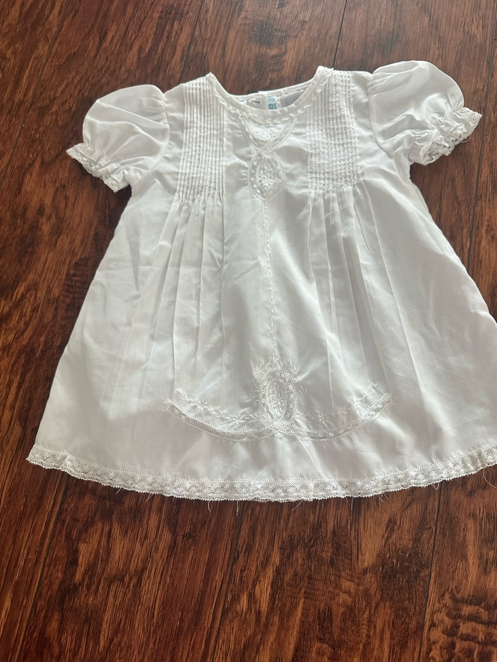 Classic White Lace Pintuck Girls' Dress